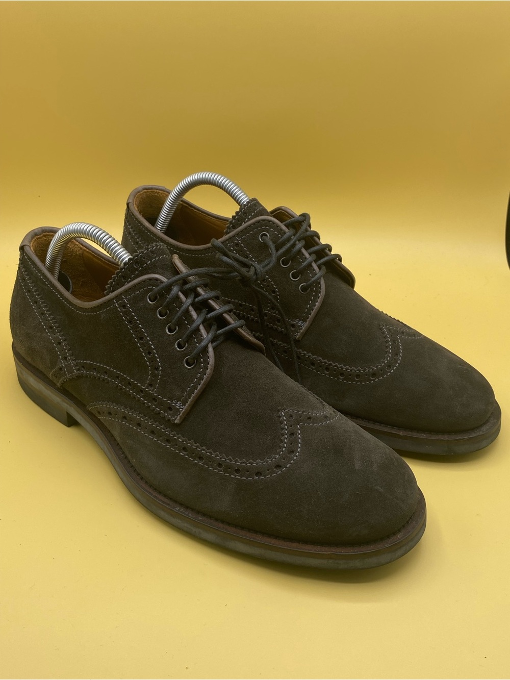 Aquatalia Dark Brown Suede Wingtip Derby Shoes